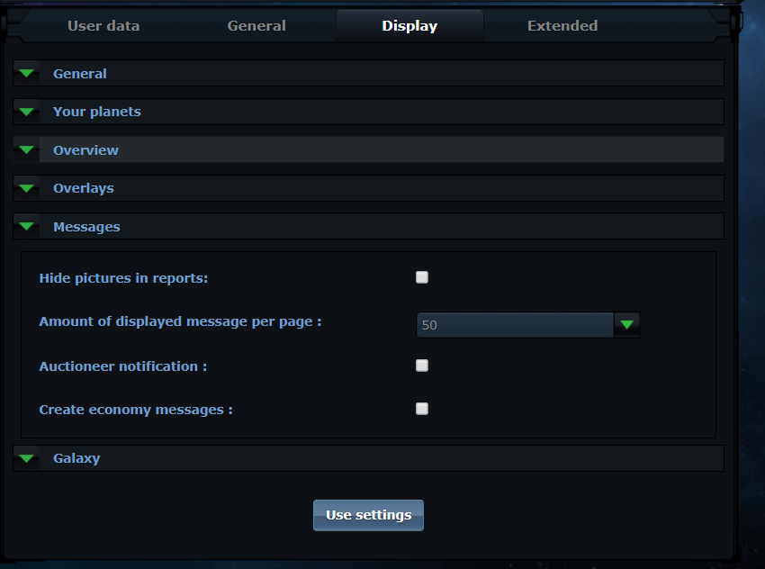 Messages per page setting